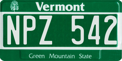 VT license plate NPZ542