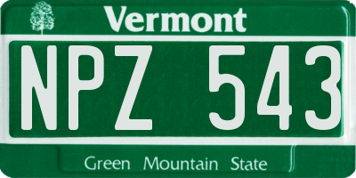 VT license plate NPZ543