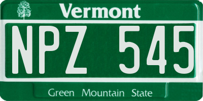 VT license plate NPZ545