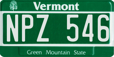 VT license plate NPZ546
