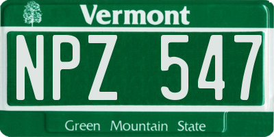 VT license plate NPZ547