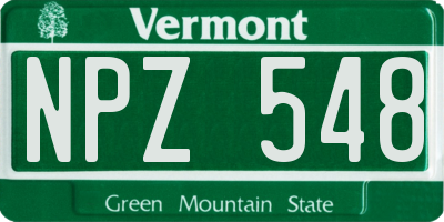 VT license plate NPZ548