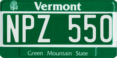 VT license plate NPZ550