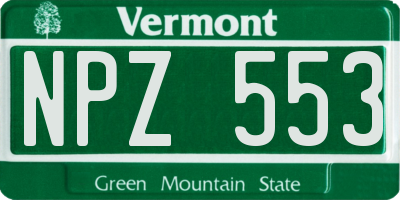 VT license plate NPZ553