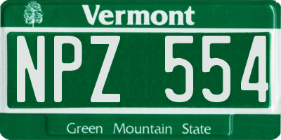 VT license plate NPZ554