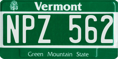 VT license plate NPZ562