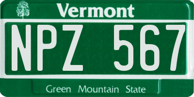 VT license plate NPZ567