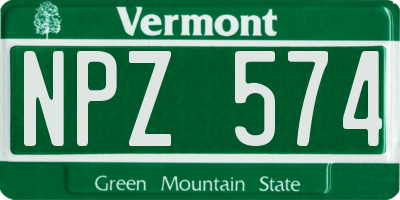 VT license plate NPZ574