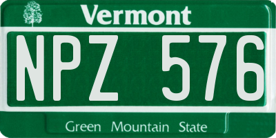VT license plate NPZ576