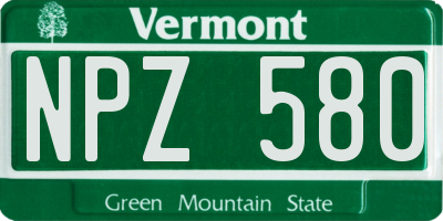 VT license plate NPZ580