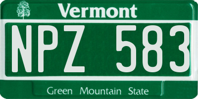 VT license plate NPZ583