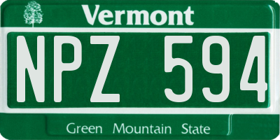 VT license plate NPZ594