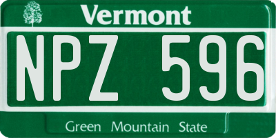 VT license plate NPZ596