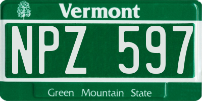 VT license plate NPZ597