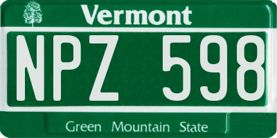 VT license plate NPZ598