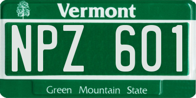 VT license plate NPZ601