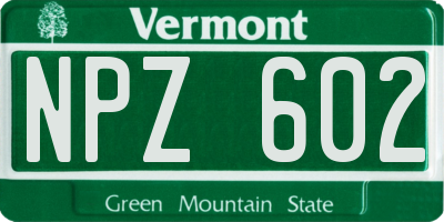 VT license plate NPZ602