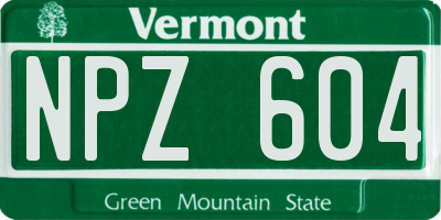 VT license plate NPZ604