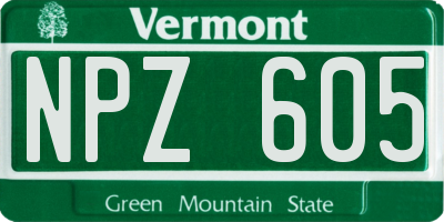 VT license plate NPZ605