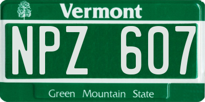 VT license plate NPZ607