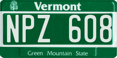 VT license plate NPZ608