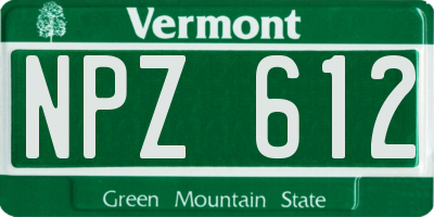 VT license plate NPZ612