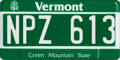 VT license plate NPZ613
