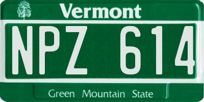 VT license plate NPZ614
