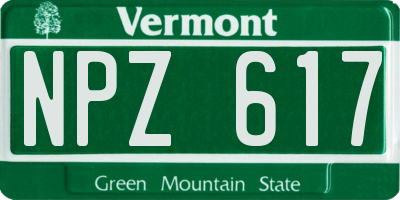 VT license plate NPZ617