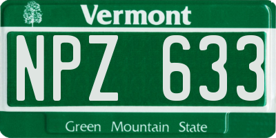 VT license plate NPZ633