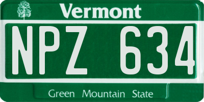 VT license plate NPZ634