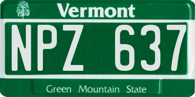 VT license plate NPZ637