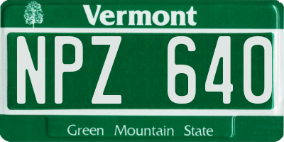 VT license plate NPZ640