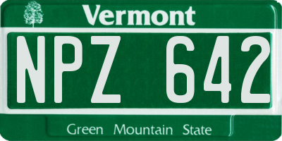 VT license plate NPZ642