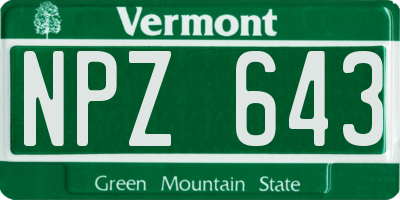 VT license plate NPZ643