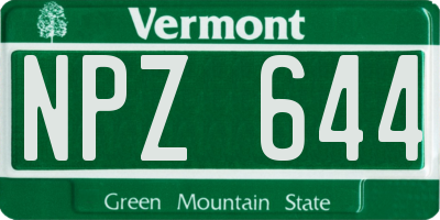 VT license plate NPZ644