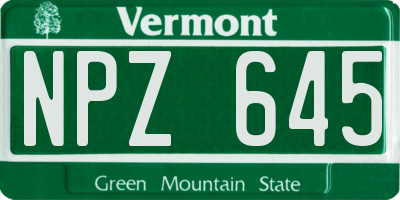 VT license plate NPZ645