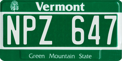 VT license plate NPZ647