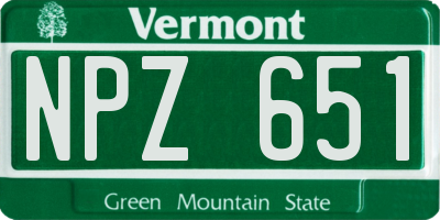 VT license plate NPZ651
