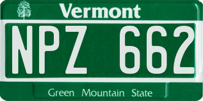 VT license plate NPZ662