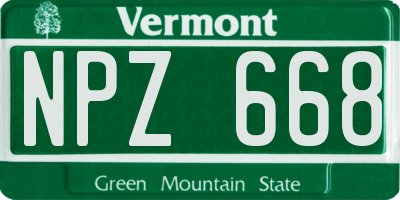 VT license plate NPZ668