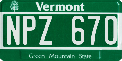 VT license plate NPZ670