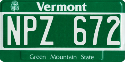 VT license plate NPZ672