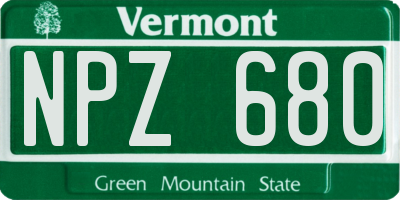 VT license plate NPZ680
