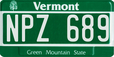 VT license plate NPZ689