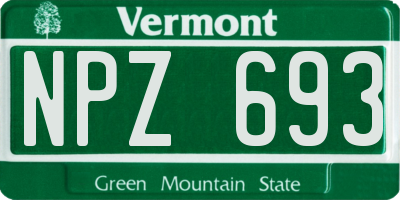 VT license plate NPZ693