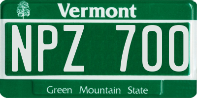 VT license plate NPZ700