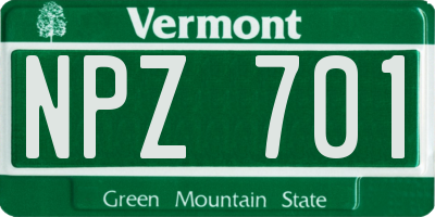 VT license plate NPZ701