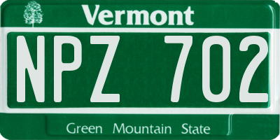VT license plate NPZ702