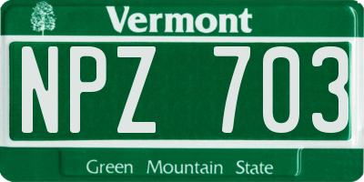 VT license plate NPZ703